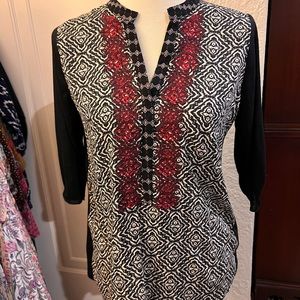 Thml boho tab sleeve semi sheer top -S -NWT